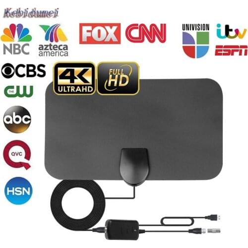 Kebidumei 120X210mm Flat Indoor Free Digital HD Digital Indoor Antena TV HDTV Antenna High Signal Capture for TV with 3M Cable