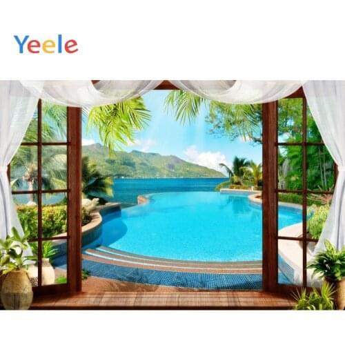Yeele Photography For Background Windows Swimming Pool Summer Tropical Photo Backdrop For Photo Shoot Props Photocall Photophone