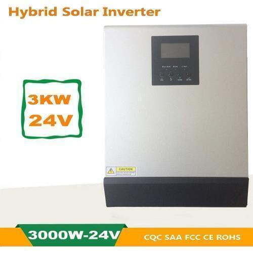 3000VA 2400W Pure Sine Wave Inverter Hybrid Inverter 24VDC Input 220VAC Output with 24V50A PWM Solar Charger Controller