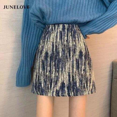 JuneLove Women Clothing A-Line Short Hip Skirt Spring Autumn Women Skirt New Retro Design Light and Versatile High Waist Skirts