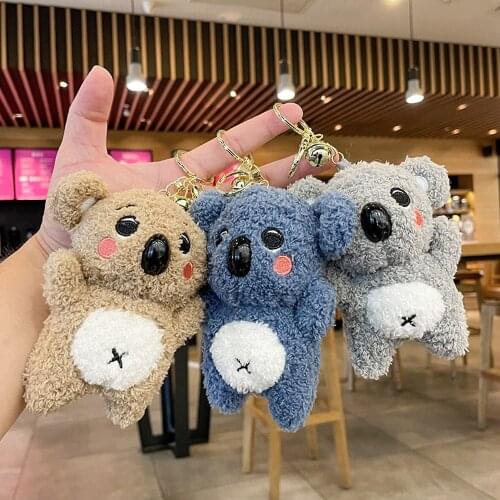 Korean Creative Cartoon Koala Keychain Doll Cute Chai Dog Bag Pendant Key Ring Jewelry Plush Doll Backpack Hanging Car Keychain