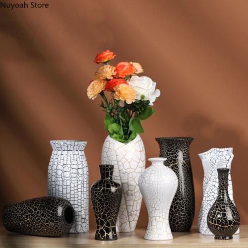 Creative Ceramic Vase Marble Pattern Dried Flower Flower Arrangement Accessories Gold Glaze Handicraft Home Countertop Vase