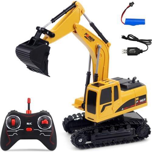 2.4G RC Excavator Mini Remote Control Truck Crawler 1:24 Electric Rechargeable Simulated Engineering Car Gifts Toy For Childrens