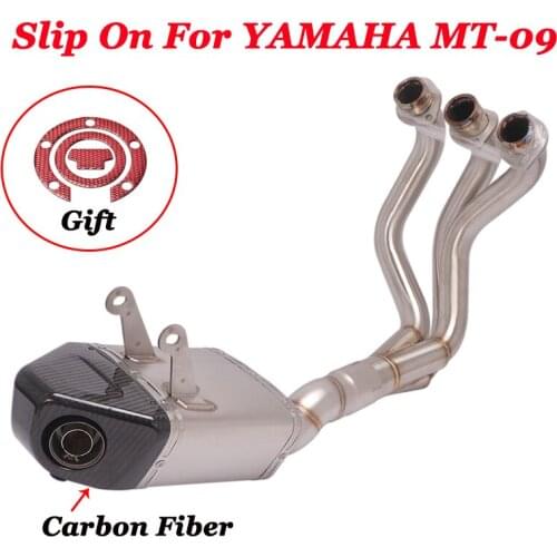 Motorcycle Full System Carbon Fiber Escape Moto Front Middle Link Pipe With DB KillerSlip On For Yamaha FZ09 MT09 MT-09 FZ-09