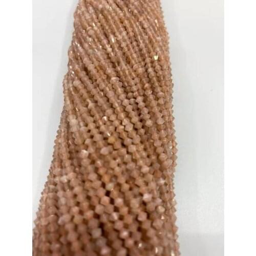 Natural 3m solar stone cutting corner tip beads: cut gem jewelry semi-finished beads DIY boutique 38 cm long