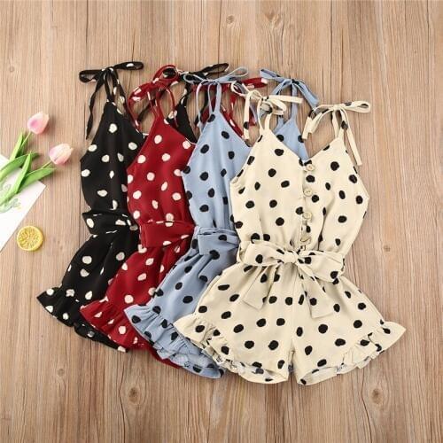 New Fashion Infant Baby Girls Heart Print Kids Overalls Summer Sleeveless Button Rompers Jumpsuits Fashion Outfits