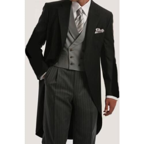 New Groom Tuxedos Groomsmen Peak Lapel Custom Made Men Suits Wedding Prom Dinner Best Man Blazer ( Jacket+Pants+Vest+Tie )