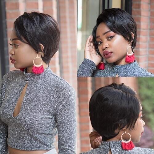Pixie Cut Human Hair Wig Short Black Wig Lace Front Human Hair Wigs Fake Scalp Remy Wig Bob With Cheap Wig With Free Shippin