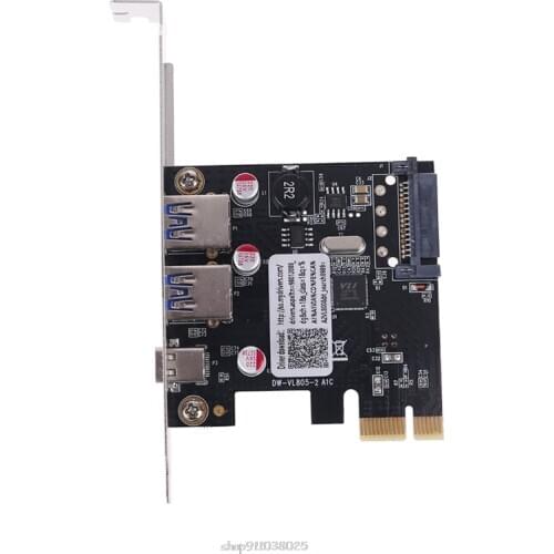 PCIE PCI Express to USB 3.1 Type-C 2 Port USB 3.0 Type-A Riser Expansion Card Adapter with SATA 15 PIN D04 20 Dropship