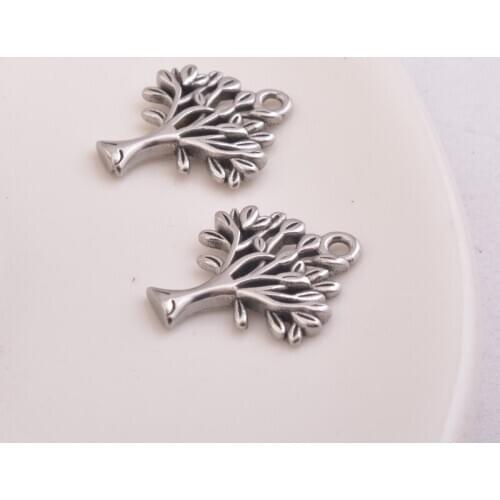5pcs/lot 16*20 Stainless steel Tree Charm Life Trees Pendant DIY Necklace Bracelet Jewelry Making Handmade Crafts Accessories