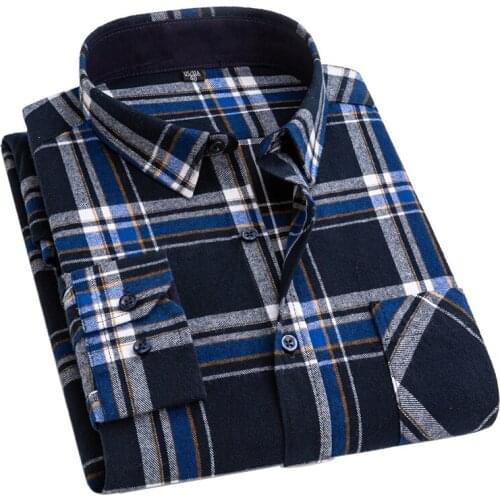 Aoliwen Brand Men 100% Cotton Flannel plaid Oversized Long Sleeve Shirts For Men Clothing Button up Shirts 2021 camisa hombre