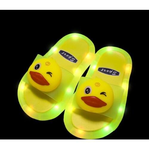 NEW Boy Children LED Garden Shoes Kids Slippers Baby Bathroom Sandals Kids Shoes for Girl Light Up Ugly Duckling Yellow