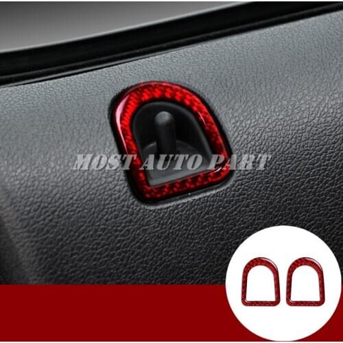 Carbon Fiber Interior Car Door Lock Pins Trim Cover 2pcs For Ford Mustang 2009-2013 Red/Black Car accesories interior Car Trim