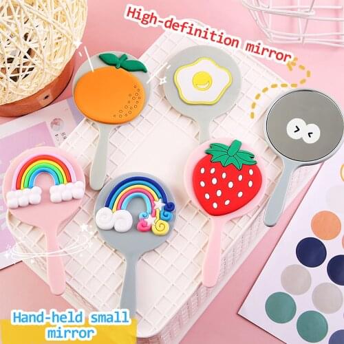 Cute Mini Handheld Cosmetic Mirror Dressing Salon Barbers Beauty Hair Hairdressers Cartoon Decorative Mirror With Handle