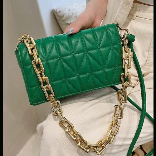 Shoulder Bags for Women Green Leather Crossbody Bag Girls Chains Clutch Luxury Brand Flap Bags Sac Designer Handbags Female New