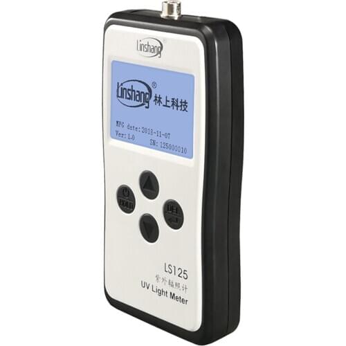 LS125 UV light meter test with UVALED-X3 probe for low-range UVA + UVV LED intensity and energy measurement