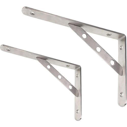 1 Pair Quality SUS 304 Solid Stainless Steel Triangular Folding Bracket Metal Release Catch Support Bench 90Degree Shelf Bracket