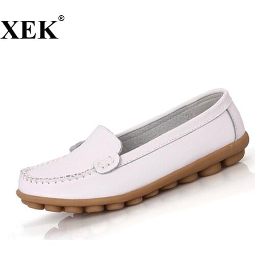 2021 Women genuine Leather Shoes Slip on women Flats Comfort shoes woman moccasins Spring summer Winter shoes
