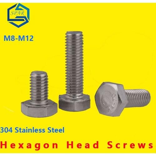 Hexagon Head Screws Outer Hex Bolt Metric Threaded DIN933 External Hex Hexagon Head Cap Screw Bolt 304 Stainless Steel