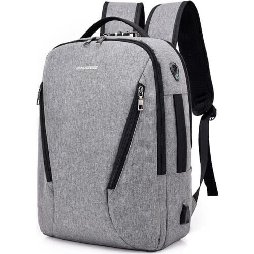 Waterproof Canvas Password Security Multi-function Computer Large Capacity With USB Port Backpack Travel Men Women Casual Bag