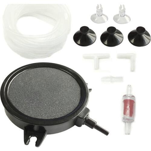 Air Stone Disc Bubble with 3 M Aquarium Air Line, Suction Cups Check Valves Connectors for Aquarium Fish Tank Pump