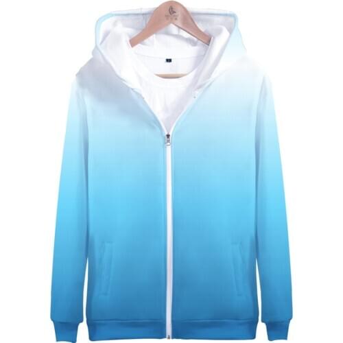 Neon blue Zipper Hoodies Men/Women Jacket Sweatshirts Colourful Gradient Kids Hoodie 3D Solid Neon Hooded Rainbow Coat 2019