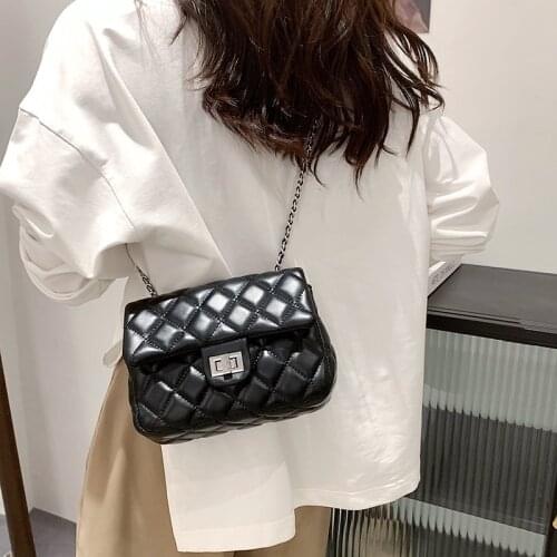 Lingge chain shoulder handbag 2021 new fashion versatile chain small square bag womens Bag crossbody Bag
