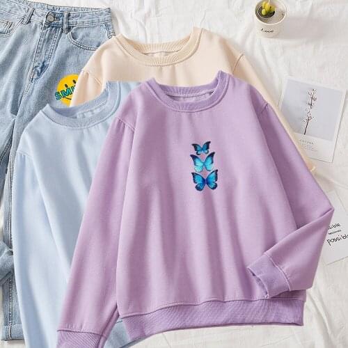 Womens Hoodies Female Itself Spring Autumn Gothic Aesthetic Clothing Girl Butterfly Graphic Hoodie Long Sleeve Sweatshirt Women