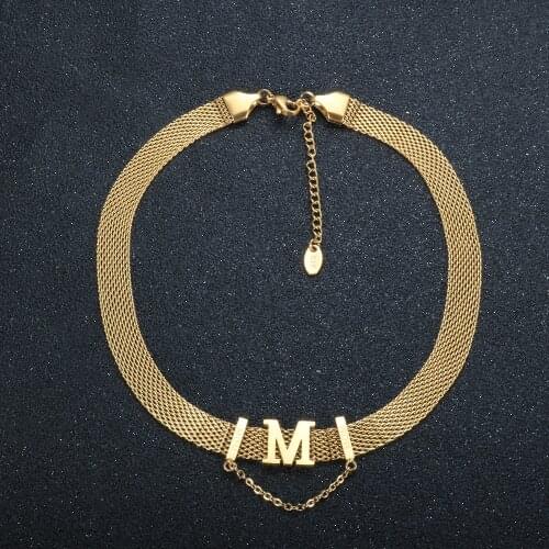 Mom Mesh Necklace Letter M Choker Necklace For Women Stainless Steel Fashion Necklaces Jewelry Gift