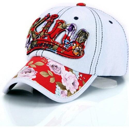 1Piece Free shipping KING denim baseball cap washed hat for lady & women Floral cap