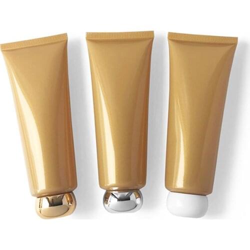 120ml Pearl Gold Soft Tubes Refillable Lotion Squeeze Sub-bottling Cream Empty Hose Colorful Lid Cosmetic Containers 30pcs/lot