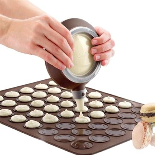 2PC/SET 48 Holes Macaron Silicone Mat Cake Decorating Tools Cake Mold + Dessert Decorating Tips Cream Squeezing Nozzle Tool Set