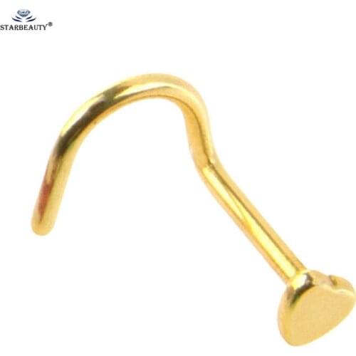 2 pcs/lot Twisted Heart Nose Ring Spiral Nose Stud Ring Black Nose Piercing Pin Hook Helix Piercing Pircing Earring Body Jewelry