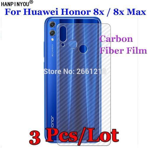 3 Pcs/Lot For Huawei Honor 8x 6.5" / 8x Max 7.12" 3D Non-slip Clear Carbon Fiber Back Film Screen Protector Protective Sticker