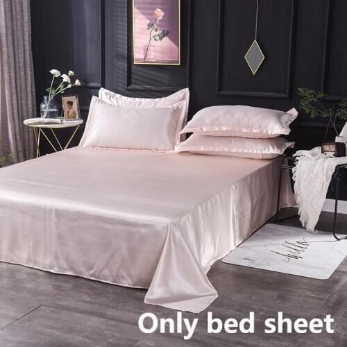 40 Luxury Satin Flat Sheet Bed Adult Solid Mattress Protector Silk Bedsheet Wholesale Black Red Silky Double Bed Sheets