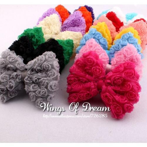 50pcs/lot)15Colors Artificial Baby Girls/Women Winter Hair Accessories High Quality Handmade Fashion Big Soft Lace Hair Bows