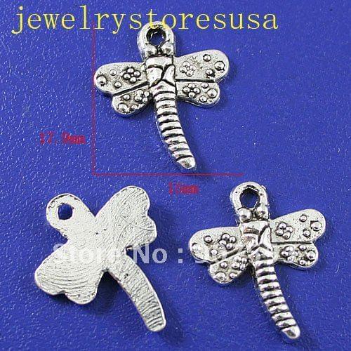 70pcs tibetan silver dragonfly charm bead findings h0369