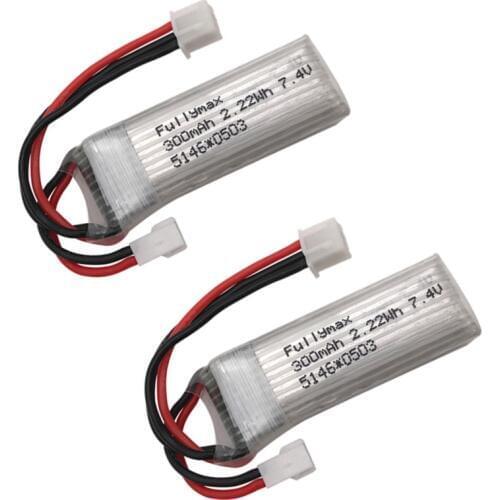 7.4V 300mAh LiPo Battery for WLtoys F959 XK DHC-2 A600 A700 A800 A430 2.22Wh RC Drone Spare Parts 7.4v 2s li-po battery 2pcs