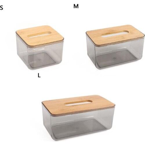 Bamboo Wooden Cover Plastic Tissue Box Paper Holder Dispenser Storage Case Home