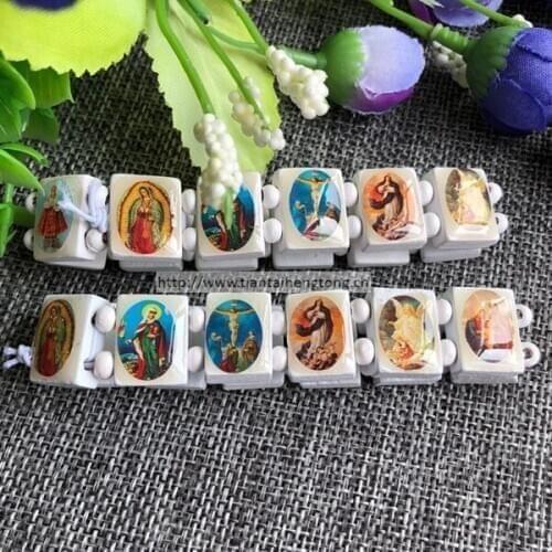 Free shipping 10PCS/pack black icon rosary bracelet,wooden religious bracelet,saint bracelet,icon bracelet special offer