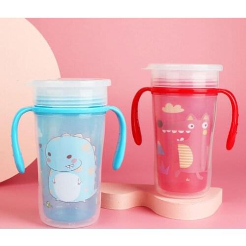 Water Cup Double Handles Large Diameter BPA Free Baby Cartoon Sippy Cup Birthday Gift