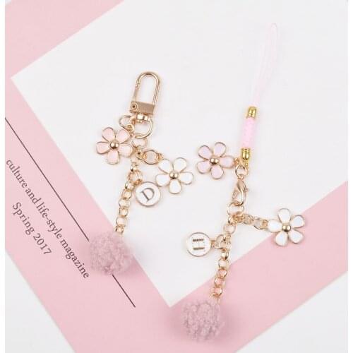 Zinc Alloy Keychain Charm Pendant Keyring Creative Flower Key Chain for Women Bag Car Phone Trinket Jewelry Gifts Wholesale