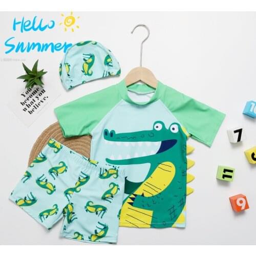Kids Swimwear Bathing Suit for Children UPF50 Dinosaur Swim Suit Toddler Boys 3 Pieces Swimsuit Boy Summer Swimming Pool Clothes