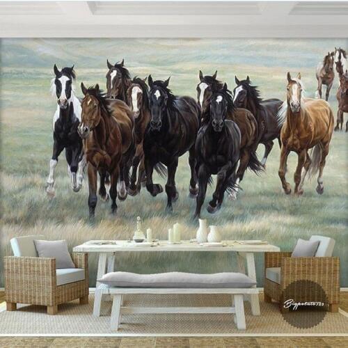 Dropshipping Colomac Photo Wallpaper Retro Chinese Classical Horses Custom 3d Mural Wallpaper Wall Paper Bedroom Papel De Parede