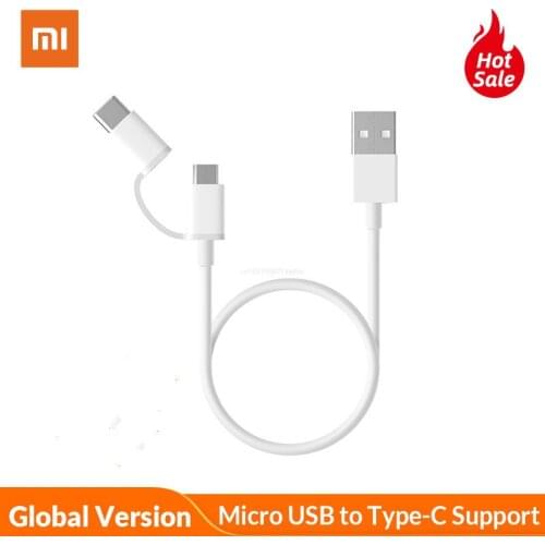 Global Version Xiaomi Two in One Charging Cable Micro USB to Type-C Support Fast Charge for Xiaomi Smart Phone Xiaomi Mi Pad