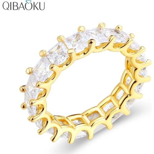 Sterling Silver 925 Square 4*4MM Zircon Gold Rings for Women Luxury Wedding Party Anniversary Rings Gift Fine Jewelry