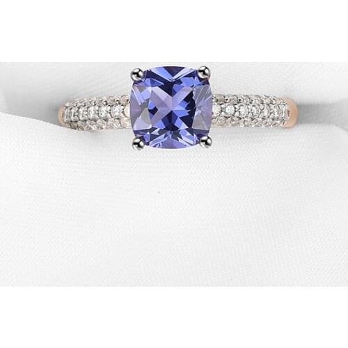 925 Sterling Silver Gemstone Ring For Women Tanzanite Rose Gold Plated Elegant Anniversary Pormise Love Gift Luxury Fine Jewelry