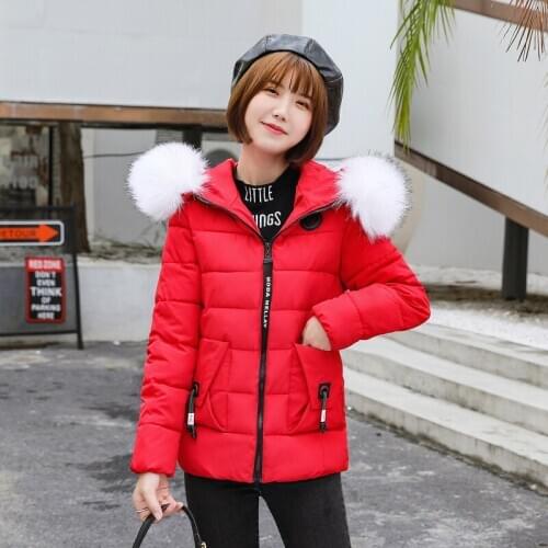 Short Style Women Puffer Jacket Winter Hooded Solid Female Parkas With Fur Collar Casual Thick Plus Size Cotton Padded Outwear