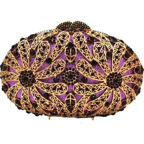 Colorful Metal Clutch bags Gold Flowers Evening Clutch Bag Rhine stone Wedding Bridal Evening Bags A504