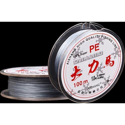 100m Extreme Strong 4 Strands PE Braided Fishing Line 8LB - 90LB Grey Multifilament Fishing Line For Lure Carp Match Sea Fishing